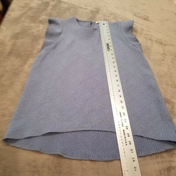 Francesca Italy Womens Textured Flutter Sleeve Top Blouse Small Blue Hi-Low - Picture 6 of 7